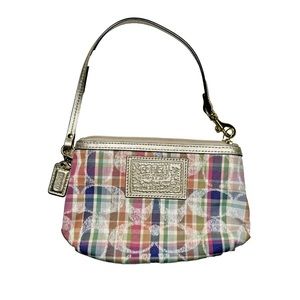 NWOT 2009 Vintage Coach Poppy Madras Wristlet in Pastel Multicolor Metallic